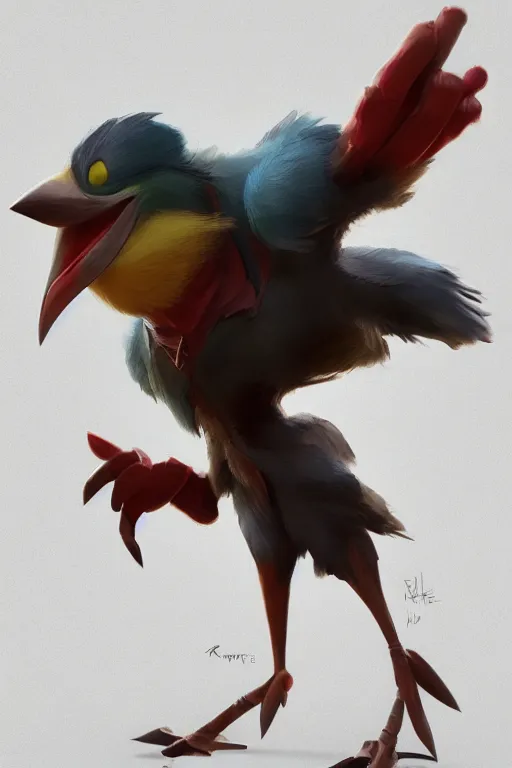 Prompt: a cartoony bird, in the style of Rayman origins, michael ancel, Ruan Jia and Mandy Jurgens and Greg Rutkowski, trending on Artstation, award winning, unreal engine, octane render W 1024