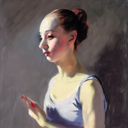 Prompt: portrait of a ballerina, impasto paint, 8 k, cinematic light, shadows, reflection highlights in the paint, in the style of francisco de goya,