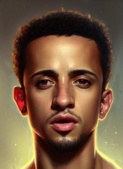 Prompt: Thiago Alcantara, very detailed face, studio lighting, portrait by Magali Villeneuve and Steve Argyle, Livia Prima, Mucha, fantasy art, handsome, artstation, trending on artstation, alluring, masterpiece