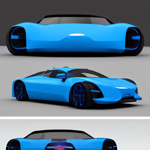 Image similar to the blue hover car is a sleek and stylish car that would be perfect for anyone who wants to make a statement. it's fast and sporty, but also has a luxurious feel to it. 3 d render, octane, ue 5, 8 k, 4 k, hq