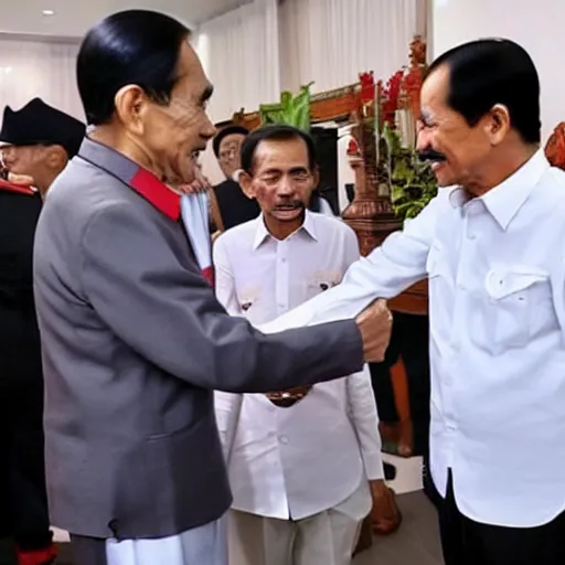 Image similar to joko widodo ( 1 9 2 8 ) bertemu dengan hitler - atas perjanjian kerjasama kereta cepat jerman - pertemuan ini berlangsung alot - tetapi akhirnya berujung dengan makan malam