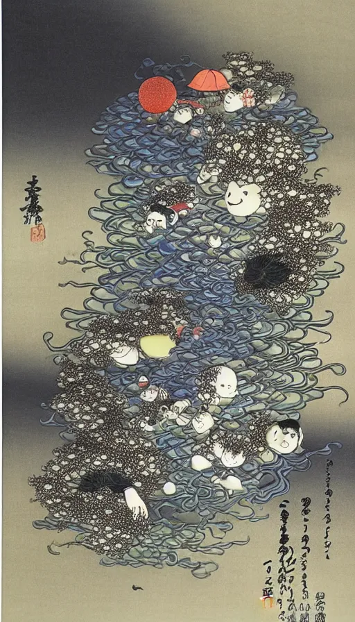Image similar to the two complementary forces that make up all aspects and phenomena of life, by Yoshitaka Amano,