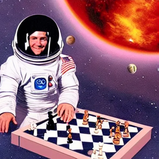 Prompt: space odyssey astronaut playing chess