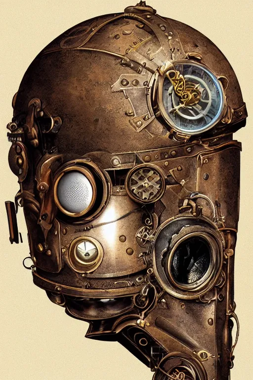 Image similar to steampunk helmet fantasy art mask robot ninja stylized digital illustration sharp focus, elegant intricate digital painting artstation concept art global illumination ray tracing advanced technology chaykin howard and campionpascale and cooke darwyn and davis jack