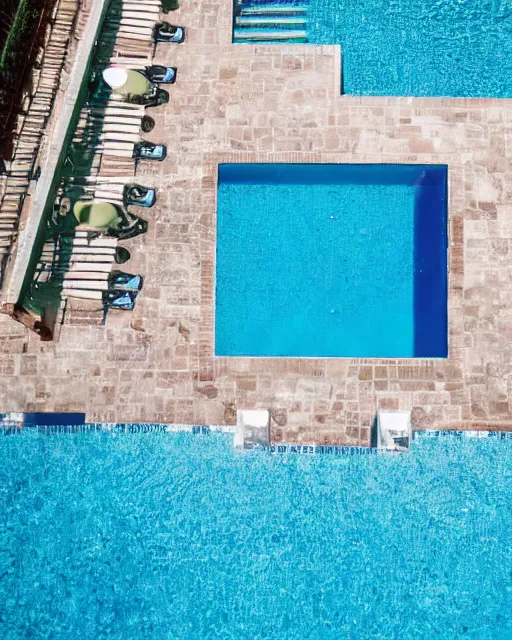 Prompt: a top down view of a pool