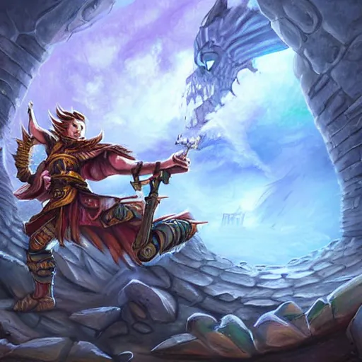 Prompt: a warrior falling into a deadly spike hole, trap door, hearthstone art style, epic fantasy style art, fantasy epic digital art