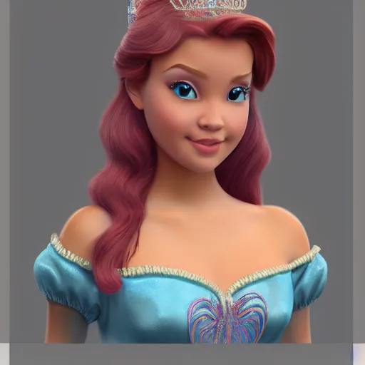 Image similar to a photorealistic 3d disney princess