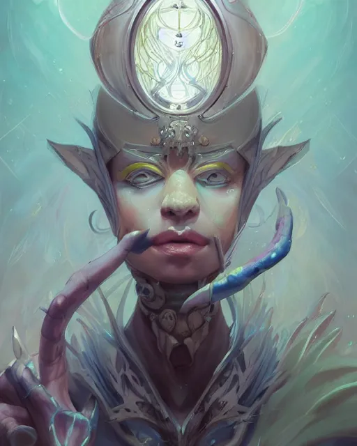 Prompt: portrait of a beautiful magus cybernetic emanation, by pete mohrbacher and artgerm and wlop, digital art, highly detailed, intricate, fantasy, mystical, sharp focus, Trending on Artstation HQ, deviantart, unreal engine 5, 4K UHD image