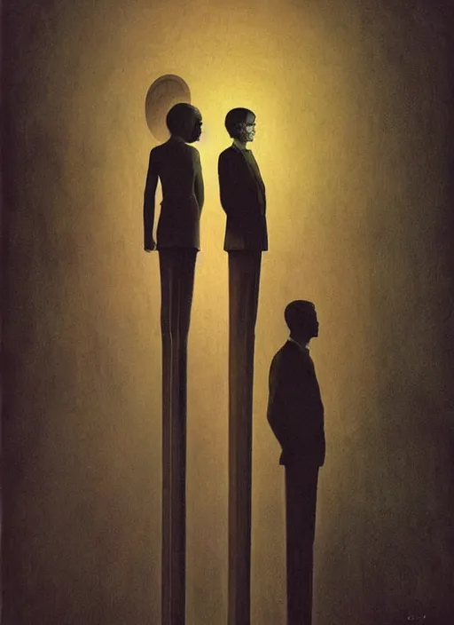 Prompt: they stand tall Edward Hopper and James Gilleard, Zdzislaw Beksinski, Mark Ryden highly detailed