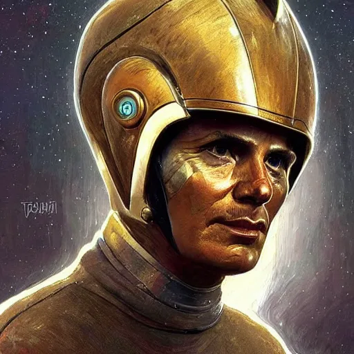 Image similar to STAR TREK Gucci racer helmet designed in ancient Greece, (SFW) safe for work, photo realistic illustration by greg rutkowski, thomas kindkade, alphonse mucha, loish, norman rockwell