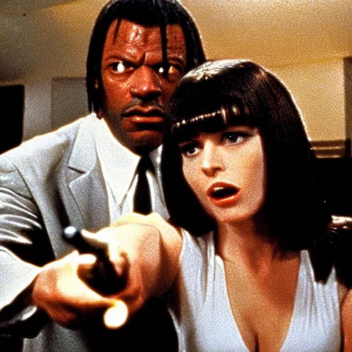 Image similar to a film still from pulp fiction