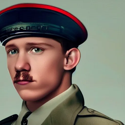 Prompt: tom holland as adolf hitler