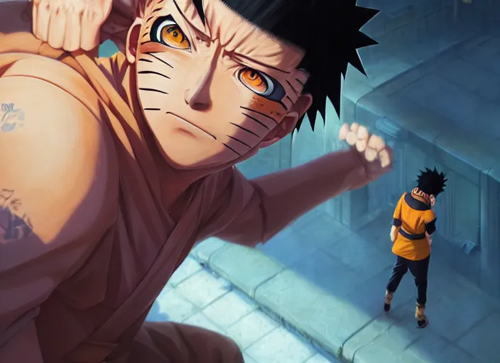 Image similar to highly detailed portrait of naruto uzumaki with black hair punching a wal behind bars in prison, unreal engine, fantasy art by greg rutkowski, loish, rhads, ferdinand knab, makoto shinkai and lois van baarle, ilya kuvshinov, rossdraws, tom bagshaw, global illumination, radiant light, detailed and intricate environment