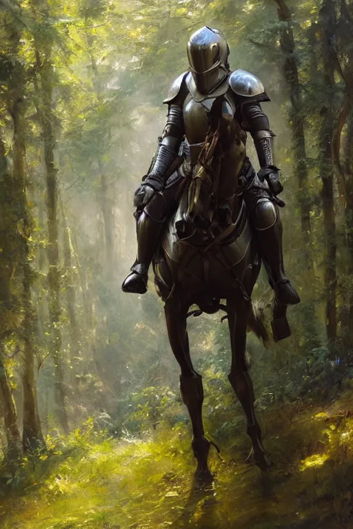 Prompt: knight holding his helmet in a forest. by Daniel F. Gerhartz, hyperrealistic oil painting, 4k, studio lightning