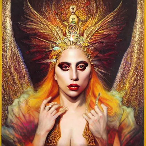 Image similar to lady gaga as the goddess of love, by karol bak