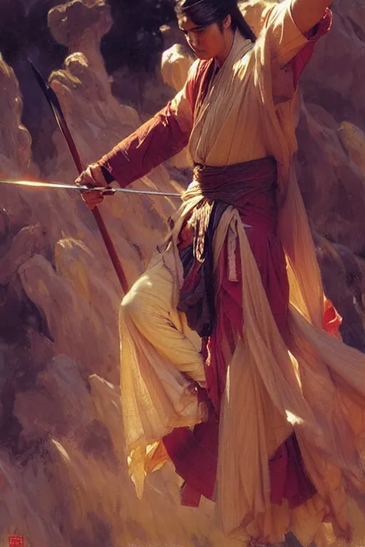 Image similar to wuxia, attractive male, character design, painting by gaston bussiere, craig mullins, j. c. leyendecker