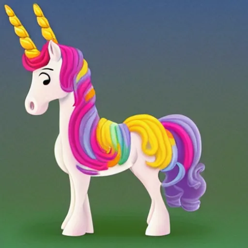 Image similar to an unicorn as a pixar character, high details