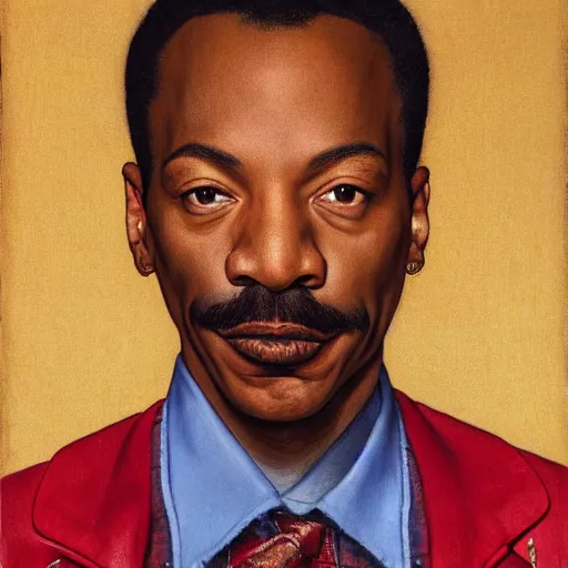 Prompt: frontal portrait of a eddie murphy. a portrait by norman rockwell.