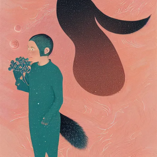 Image similar to little curious fox on the prowl oil painting victo ngai