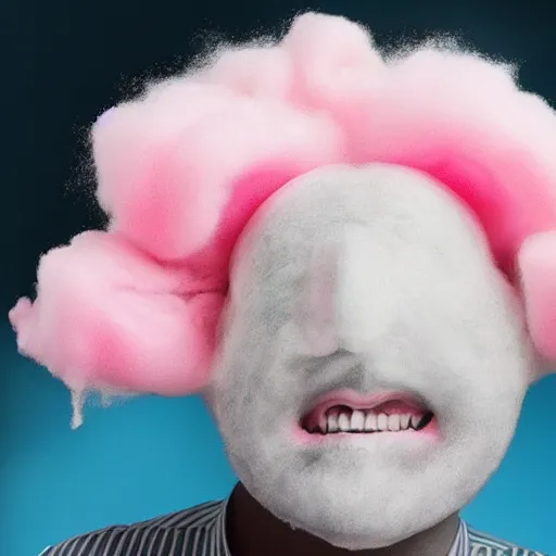 Image similar to photo of cotton candy that looks like boris johnson