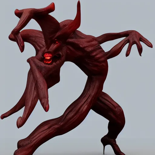 Image similar to dancing devil, 3d render, high detail