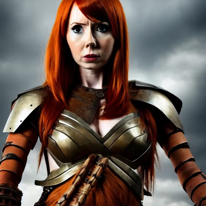 Image similar to full length photograph of a real-life karen gillan as a amazon warrior, Extremely detailed. 8k