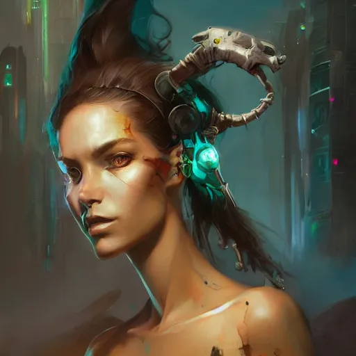 Image similar to portrait of a beautiful girl, cyberpunk concept art by pete mohrbacher and seb mckinnon and beksinski and josan gonzales, digital art, highly detailed, intricate, sci-fi, sharp focus, Trending on Artstation HQ, deviantart, unreal engine 5, 4K UHD image