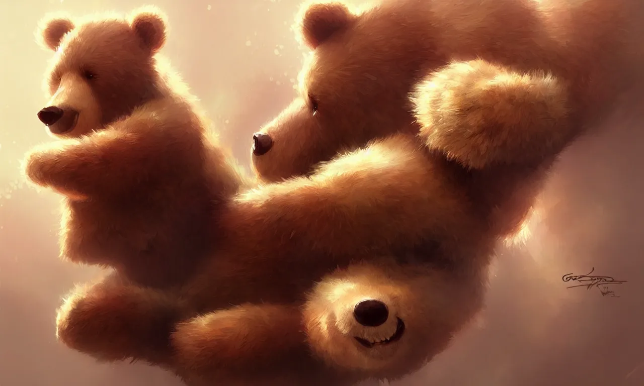 Image similar to cute cartoon bear, sharp focus, illustration, highly detailed, digital painting, concept art, matte, art by wlop and artgerm and greg rutkowski and alphonse mucha, masterpiece