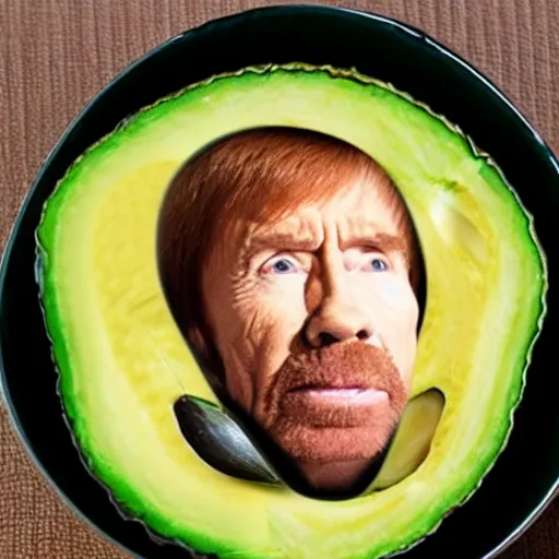 Prompt: chuck norris inside an avocado, chuckvocado