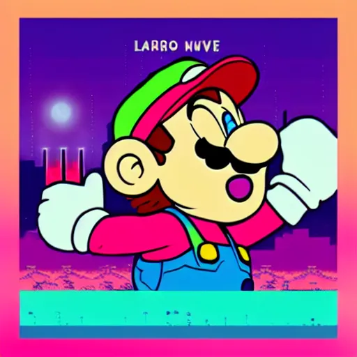 Image similar to new mario game synthwave style