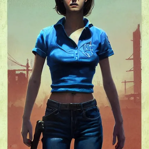 Prompt: portrait of a brunette thin teenager girl with blue eyes in fallout 4, light stubble with red shirt, inside modern school ,digital art,photorealistoc,art by greg rutkowski,hyperdetailed,western comic style,comic,comic style,sharp lineart,professional lighting,deviantart,artstation,trevor henderson,rossdtaws,cinematic,dramatic