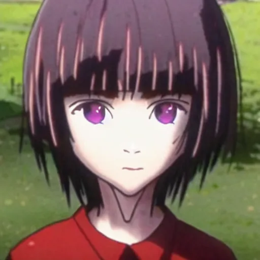 Image similar to the look in lain's eyes as she destroys the world and all the people in it