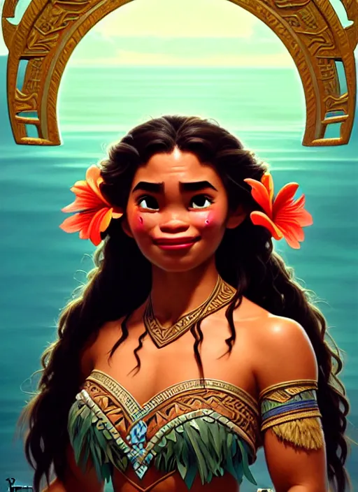 Prompt: portrait of moana, epic, intricate, elegant, highly detailed, my rendition, digital painting, artstation, concept art, smooth, sharp focus, illustration, art by artgerm and greg rutkowski and alphonse mucha and uang guangjian and gil elvgren and sachin teng, symmetry!!