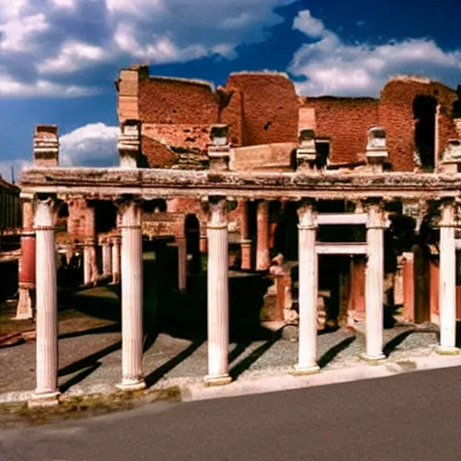 Image similar to Beautiful Promotional Photograph of ancient Roman McDonalds, McDonalds in ancient Rome, wideshot,longshot,fullshot.