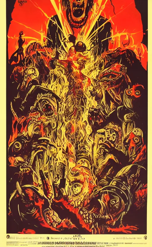 Image similar to cursed with necronomicon horrorcore cel animation poster depicting godlike rat being worshipped by heathens, intricate faces, metropolis, 1 9 5 0 s movie poster, post - processing, vector art