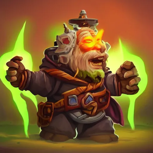 Prompt: a cute and adorable little ork wizard, hearthstone, concept illustartion, character art,