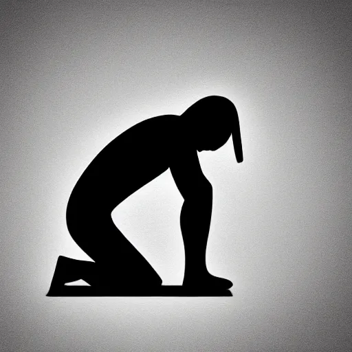 Image similar to graphite illustration of a silhouette of a depressed person a dark room