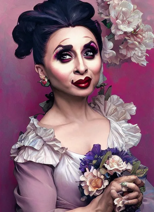 Prompt: bianca del rio, painting by artgerm and greg rutkowski and alphonse mucha