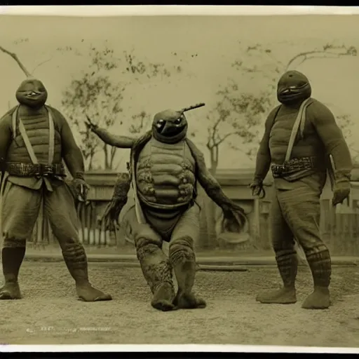 Image similar to 1 9 0 0 s photography of teanage mutant ninja turtles