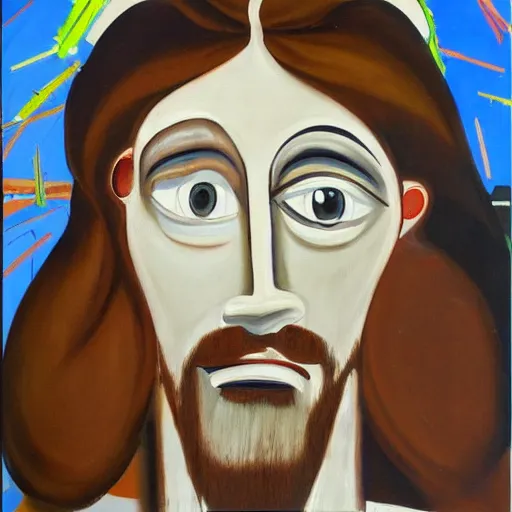 Image similar to A painting of Jesus by George Condo