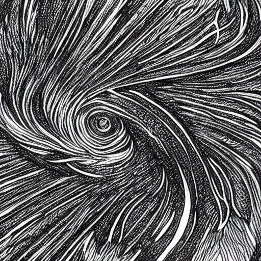 Prompt: a micron pen drawing of a supermassive black hole, realistic, intricate