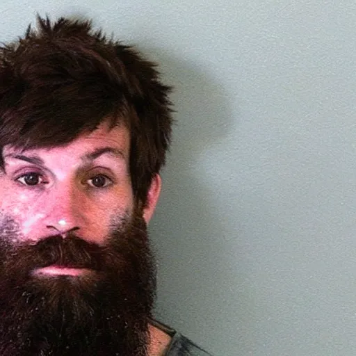 Image similar to mug shot of bearded man arrested for disorderly conduct