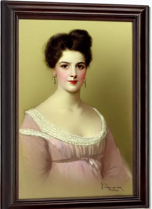 Image similar to a portrait of a pretty young lady by alfred parsons