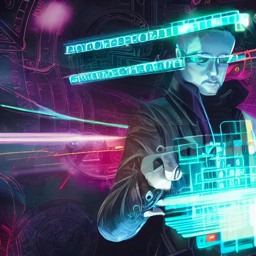 Image similar to medium shot of a mysterious letter digital illustration android netrunner