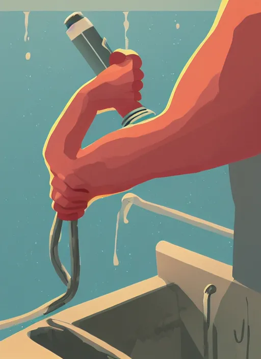 Prompt: fat fist leaking water James Gilleard, highly detailed