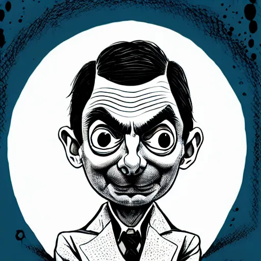 Image similar to portrait of mr. bean as a mad scientist by becky cloonan