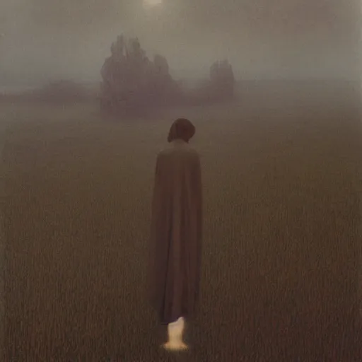 Prompt: a clothed woman posing, wearing clothes,feeling of surrender, by Zdzislaw Beksinski and Marat Safin