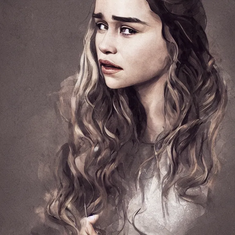 Image similar to Emilia Clarke, beautiful digital art