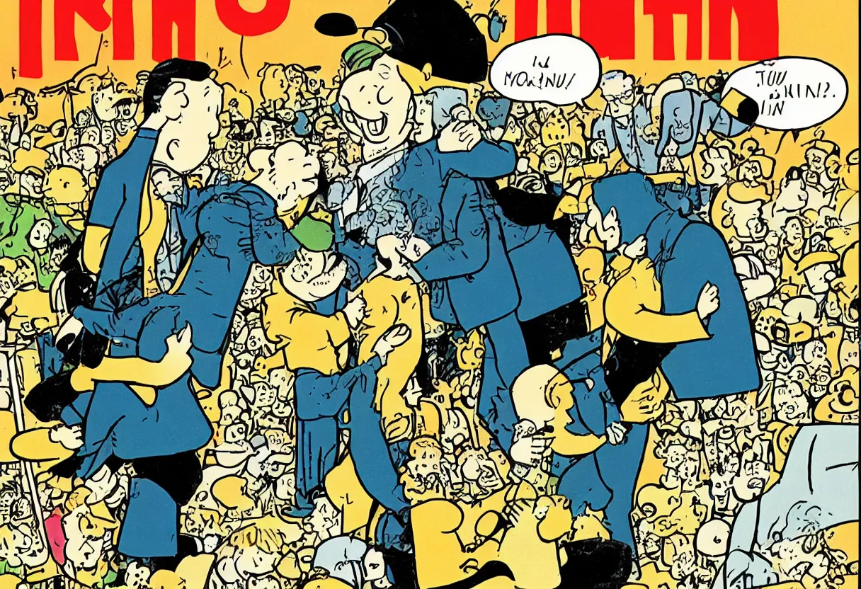 Image similar to cover of the Tin Tin book 'I'm getting married by Herge'