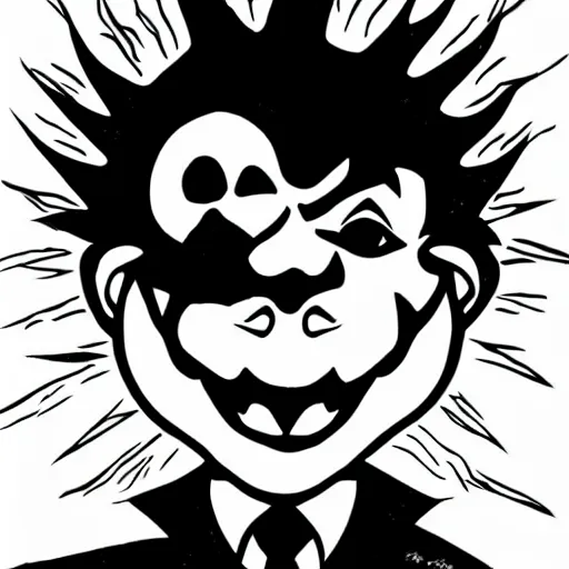 Image similar to Bowser portrait in the style of Junji Ito. Manga. Black & White. Gothic. Horror. Exquisitely detailed. 4K.